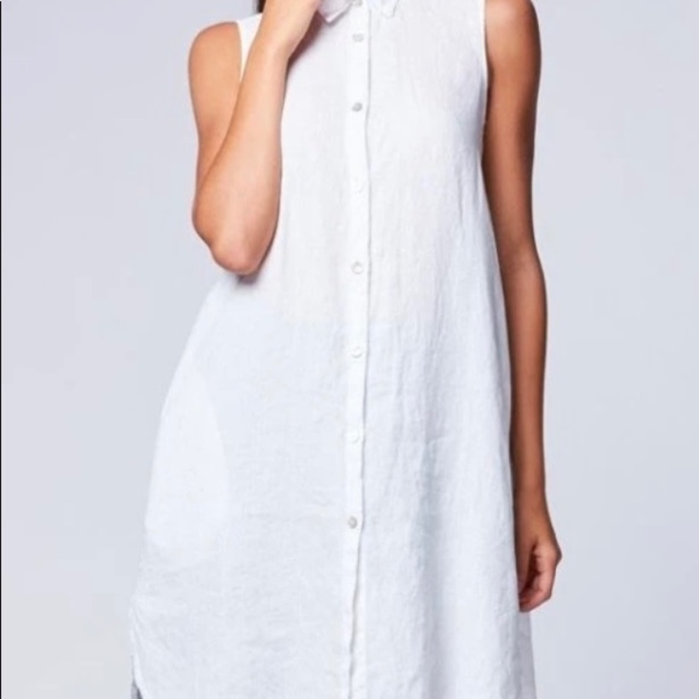 Baci Sleeveless Linen White Dress - Picture 3 of 4